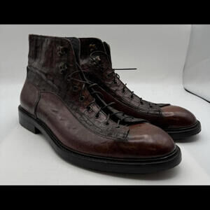 Jo Ghost 2833 Crocodile Skin Ankle Boots Brown Size 43 EU, 10 US